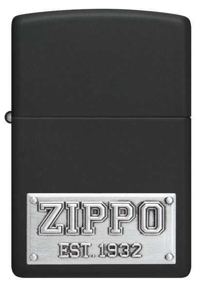 Zippo Logo Est. 1932 Emblem Design, Black Matte Lighter #48689