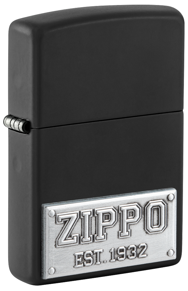 Zippo Logo Est. 1932 Emblem Design, Black Matte Lighter #48689