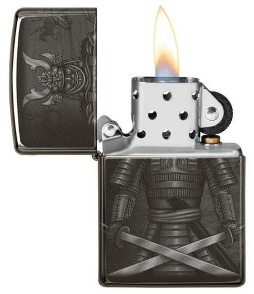 Zippo Samurai Warrior Fighting, 360° Design, High Polish Black Lighter #49292