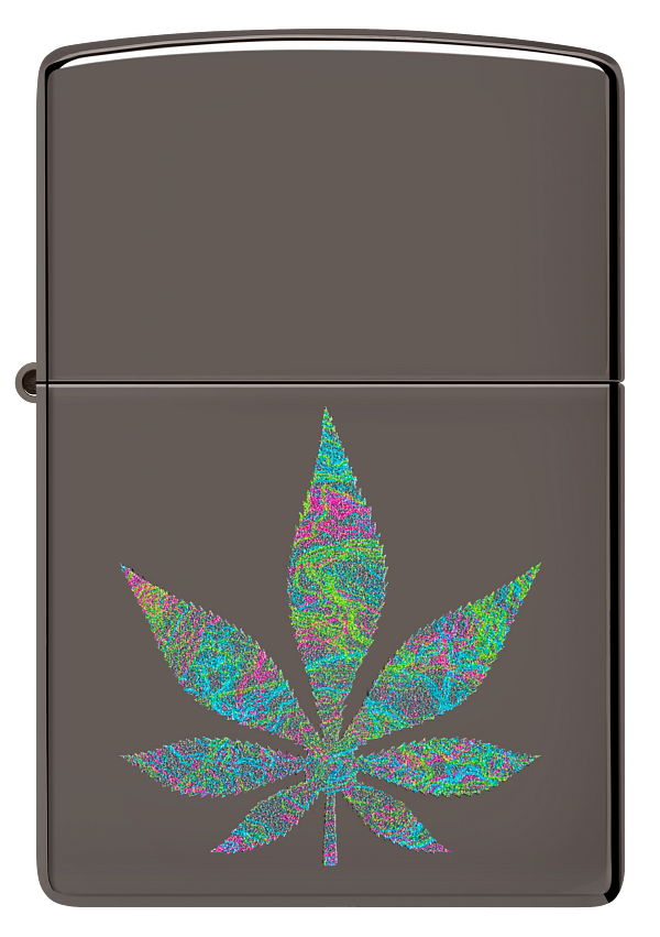 Zippo Cannabis Leaf Design, Black Ice Lighter #48578