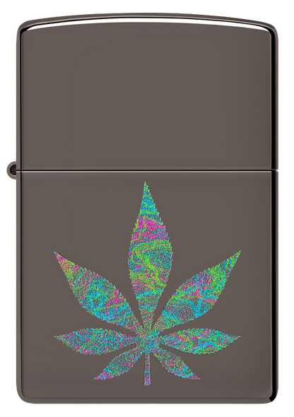 Zippo Cannabis Leaf Design, Black Ice Lighter #48578