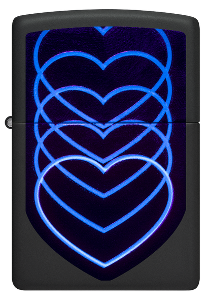 Zippo Pulsing Heart Black Light Design, Black Matte Lighter #48593