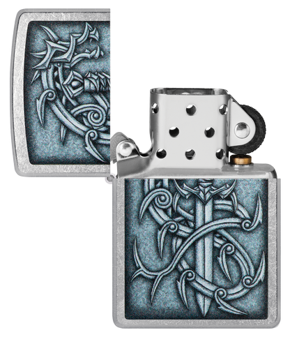 Zippo Medieval Sword and Thorn, Street Chrome Lighter #48365