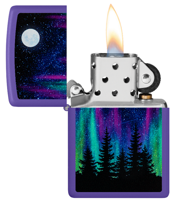 Zippo Aurora Borealis Design, Purple Matte Lighter #48565