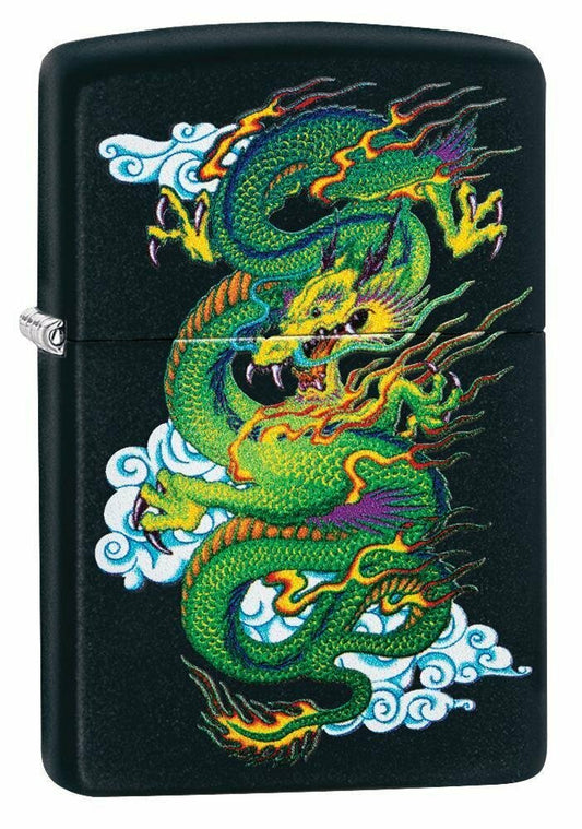 Zippo Ancient Asian Dragon, Genuine Black Matte Lighter #29839