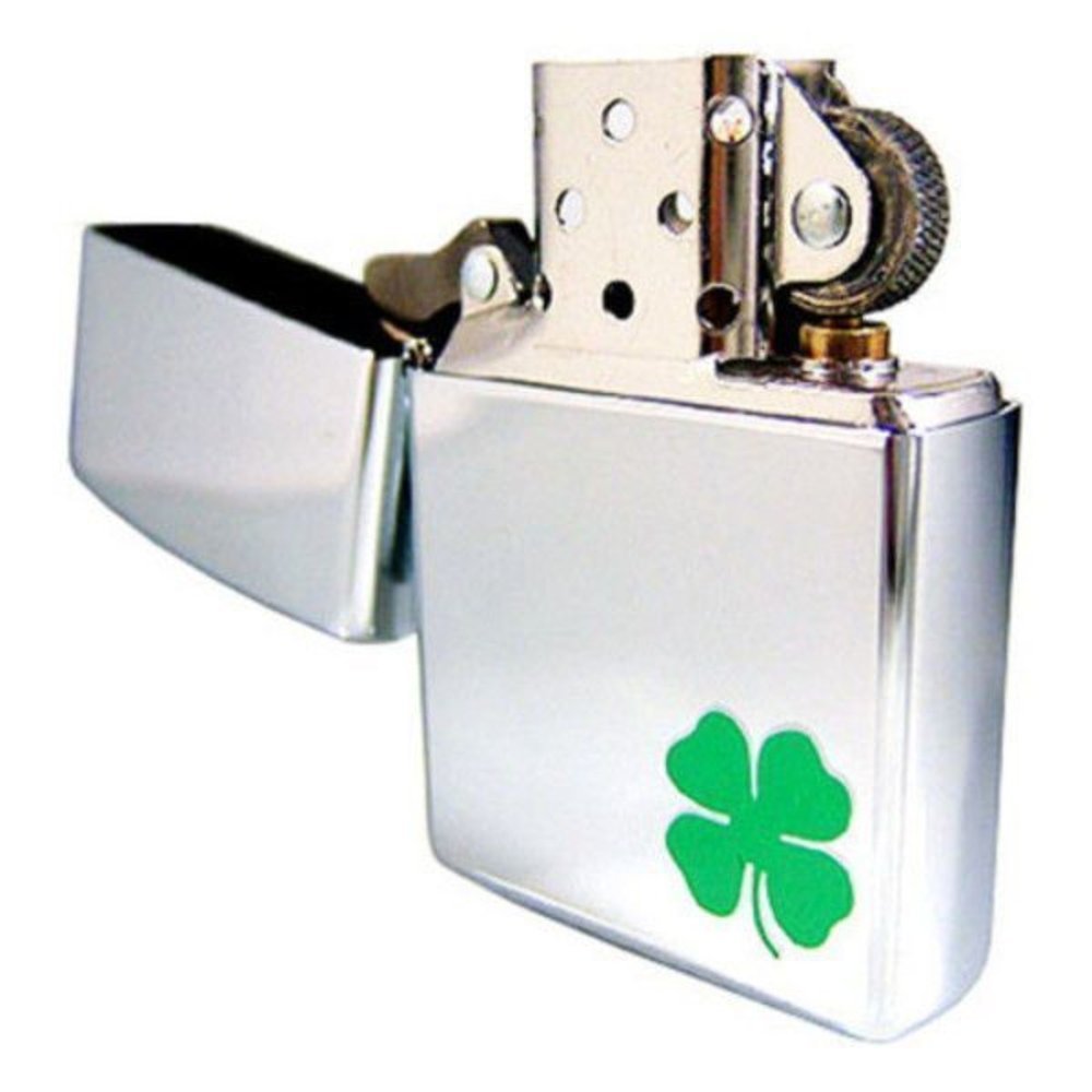 Zippo A Bit O' Luck Green Clover, Irish, Chrome Finish, Genuine Lighter #24007