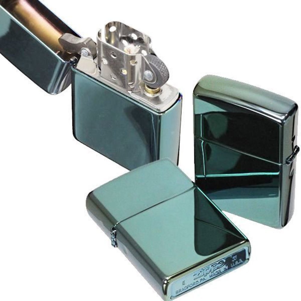 Zippo High Polish Green Chameleon, Green/Blue Finish, Windproof Lighter #28129