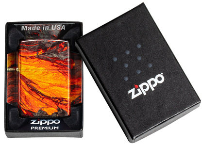 Zippo Fire Lava Flow 540 Design, Tumbled Brass Lighter #48622