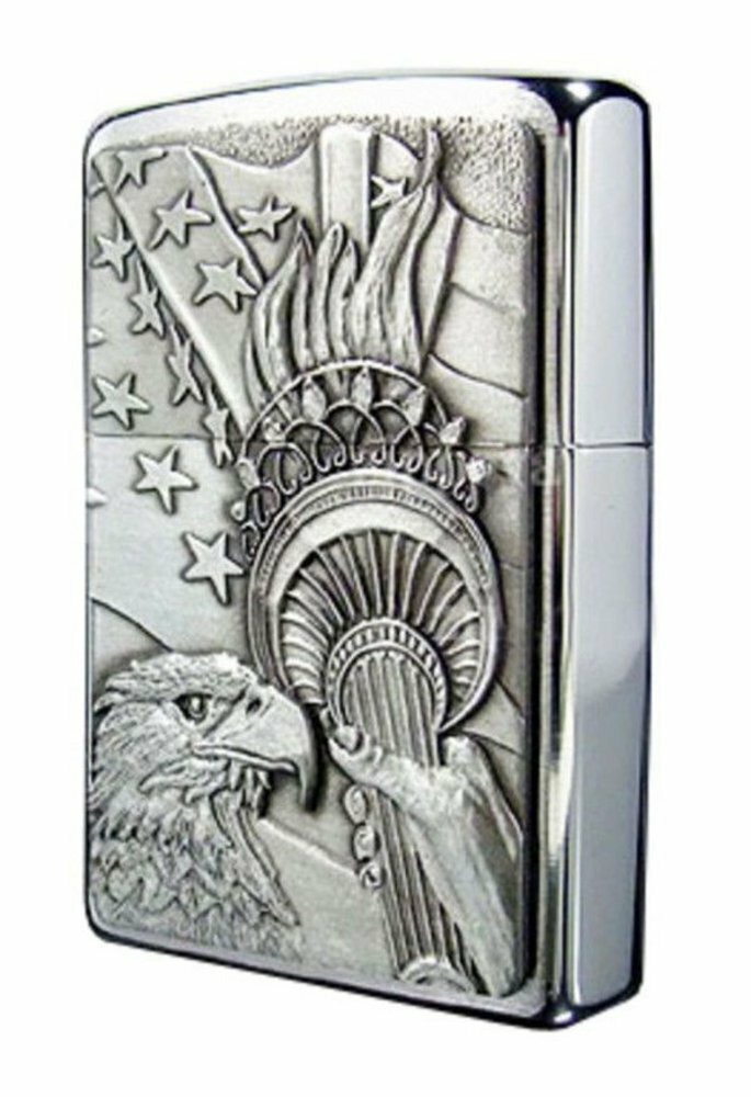 Zippo Something Patriotic Emblem Lighter, Brushed Chrome #20895