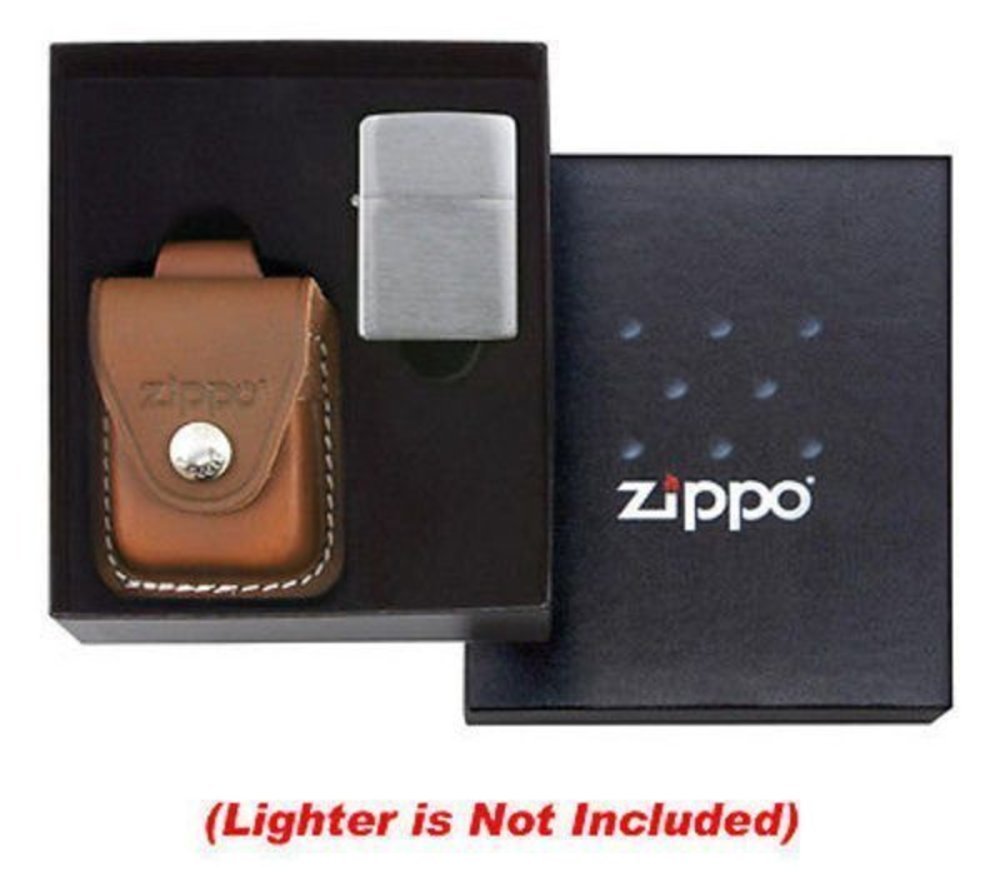 Zippo Belt Loop Brown Leather Pouch Gift Set for Lighter #LPGS-LPLB