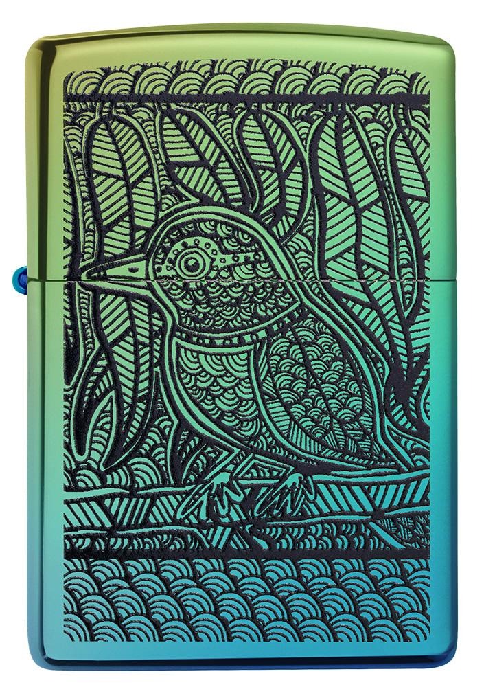 Zippo John Smith Gumbula Bird, High Polish Teal Finish Lighter #49611