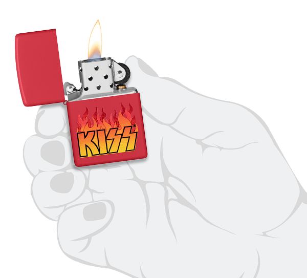 Zippo KISS Rock Band Fire Design, Red Matte Lighter #48642