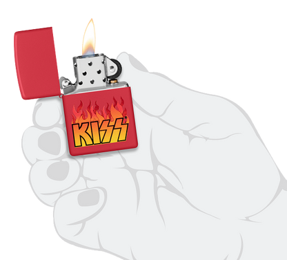 Zippo KISS Rock Band Fire Design, Red Matte Lighter #48642