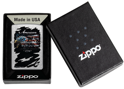 Zippo Buck Wear American Patriot Eagle USA Design, Street Chrome Lighter #48633