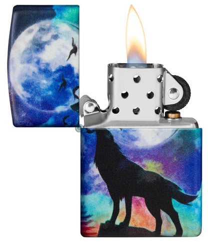 Zippo 540° Wolf Howling Moon Design, Windproof Lighter #49683