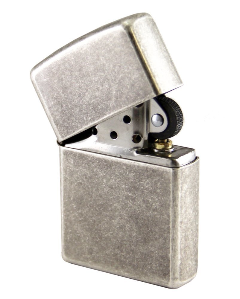 Zippo Antique Silver Plate Lighter, Reg Flat Bottom #121FB