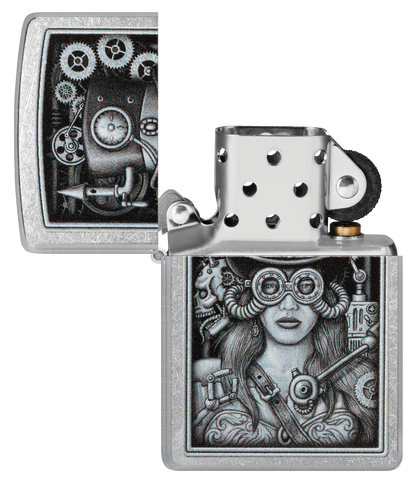 Zippo Steampunk Girl, Street Chrome Lighter #48387