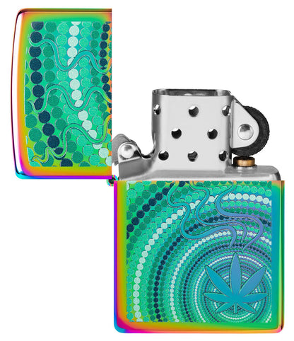 Zippo Cannabis Leaf Wavy Design, Multi Color Finish Lighter #48383