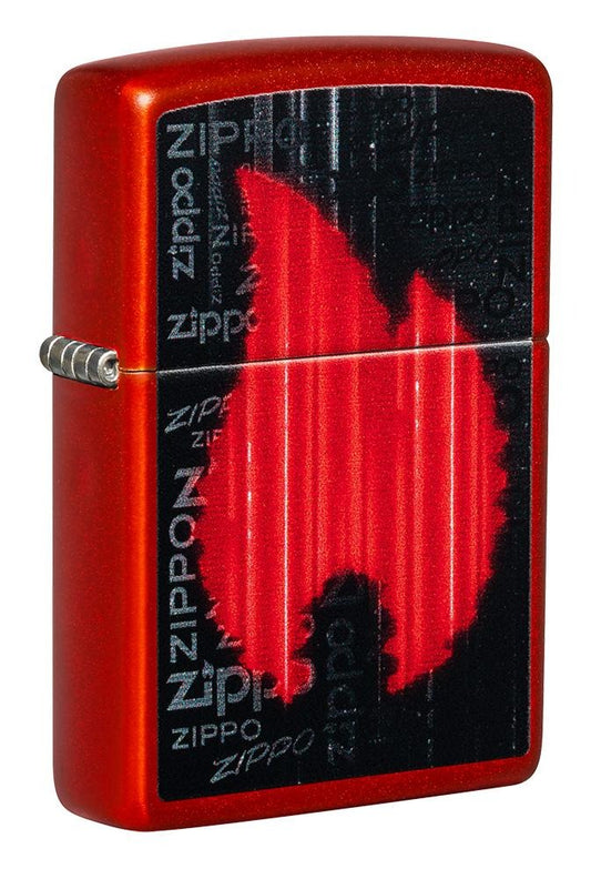 Zippo Flame Design, Metallic Red Finish Lighter #49584