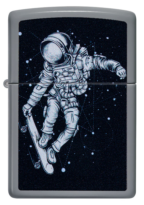 Zippo Skateboarding Astronaut Design, Flat Grey Lighter #48644