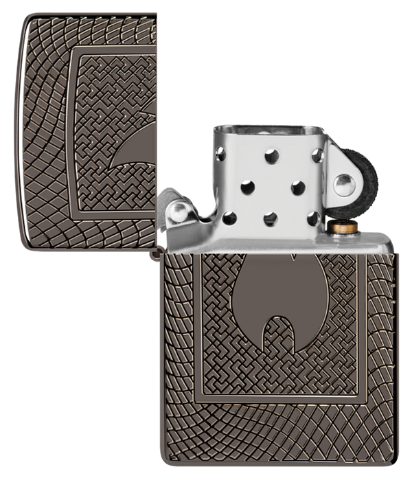 Zippo Flame Logo Deep Carve Engrave,  Black Ice Armor Lighter #48569