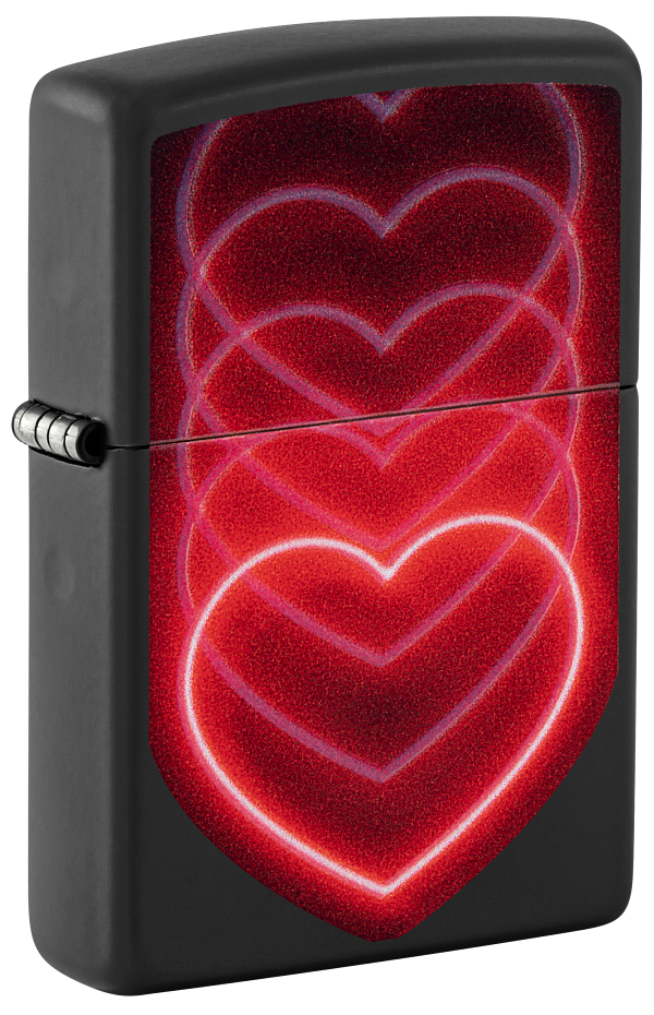 Zippo Pulsing Heart Black Light Design, Black Matte Lighter #48593