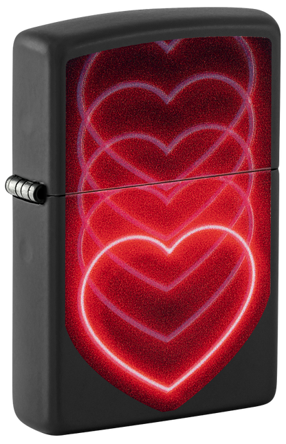 Zippo Pulsing Heart Black Light Design, Black Matte Lighter #48593