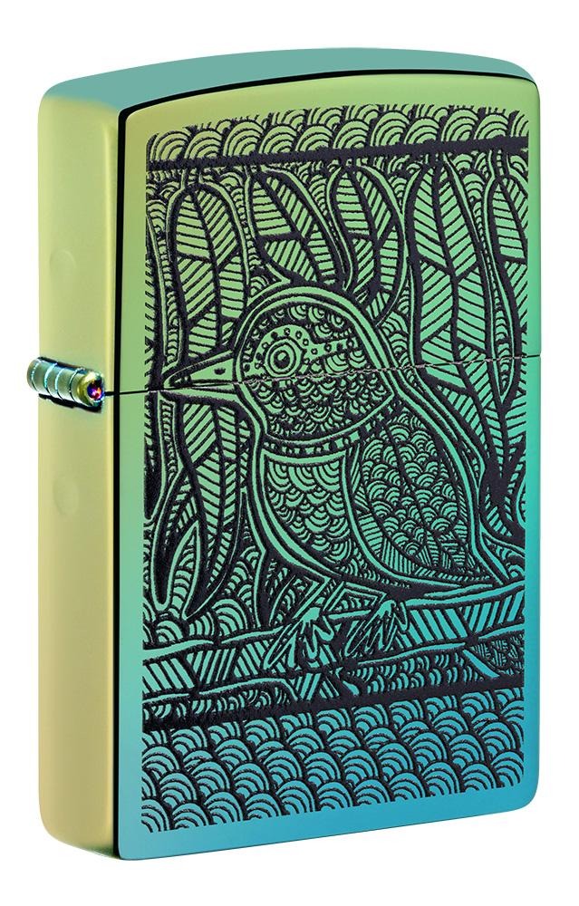 Zippo John Smith Gumbula Bird, High Polish Teal Finish Lighter #49611