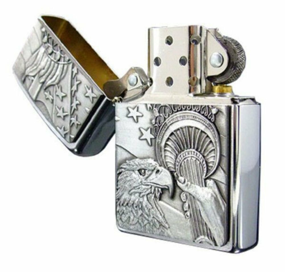 Zippo Something Patriotic Emblem Lighter, Brushed Chrome #20895