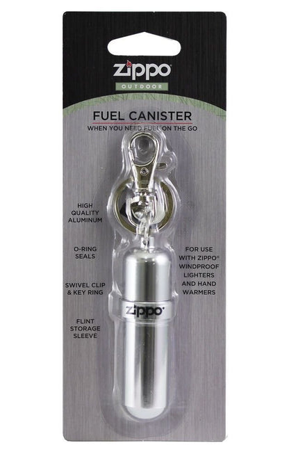 Zippo Aluminum Fuel Canister, Reusable, Key Ring, Flint Storage + More #121503