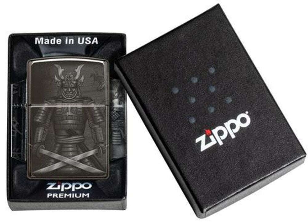 Zippo Samurai Warrior Fighting, 360° Design, High Polish Black Lighter #49292