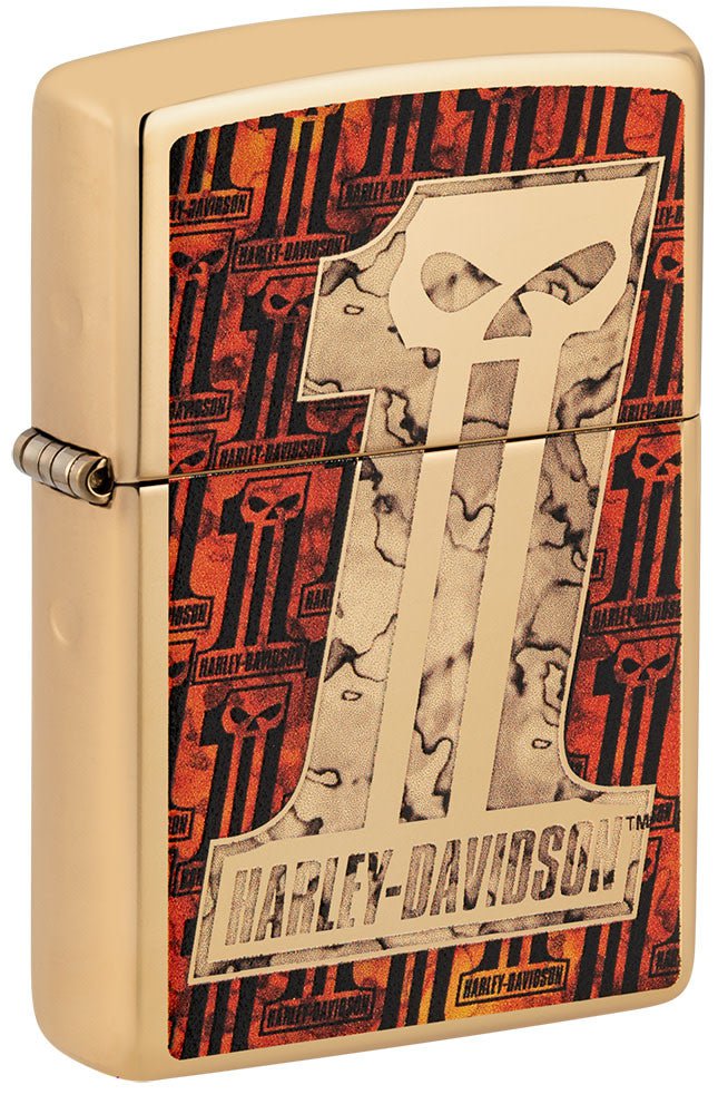 Zippo Harley Davidson 1 Design, High Polish Brass Lighter #48361