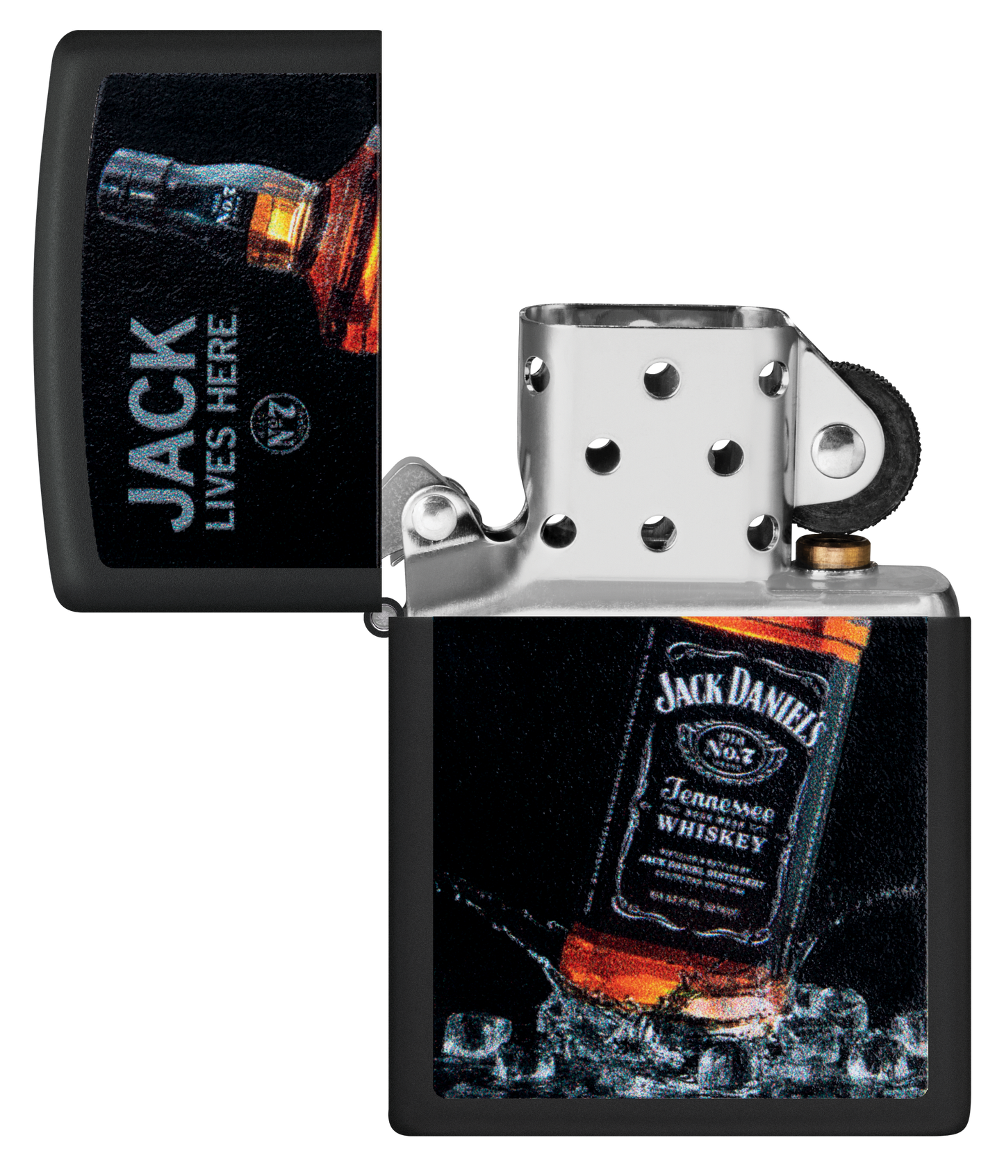 Zippo Jack Daniels Jack Lives Here, Black Matte Lighter #48290