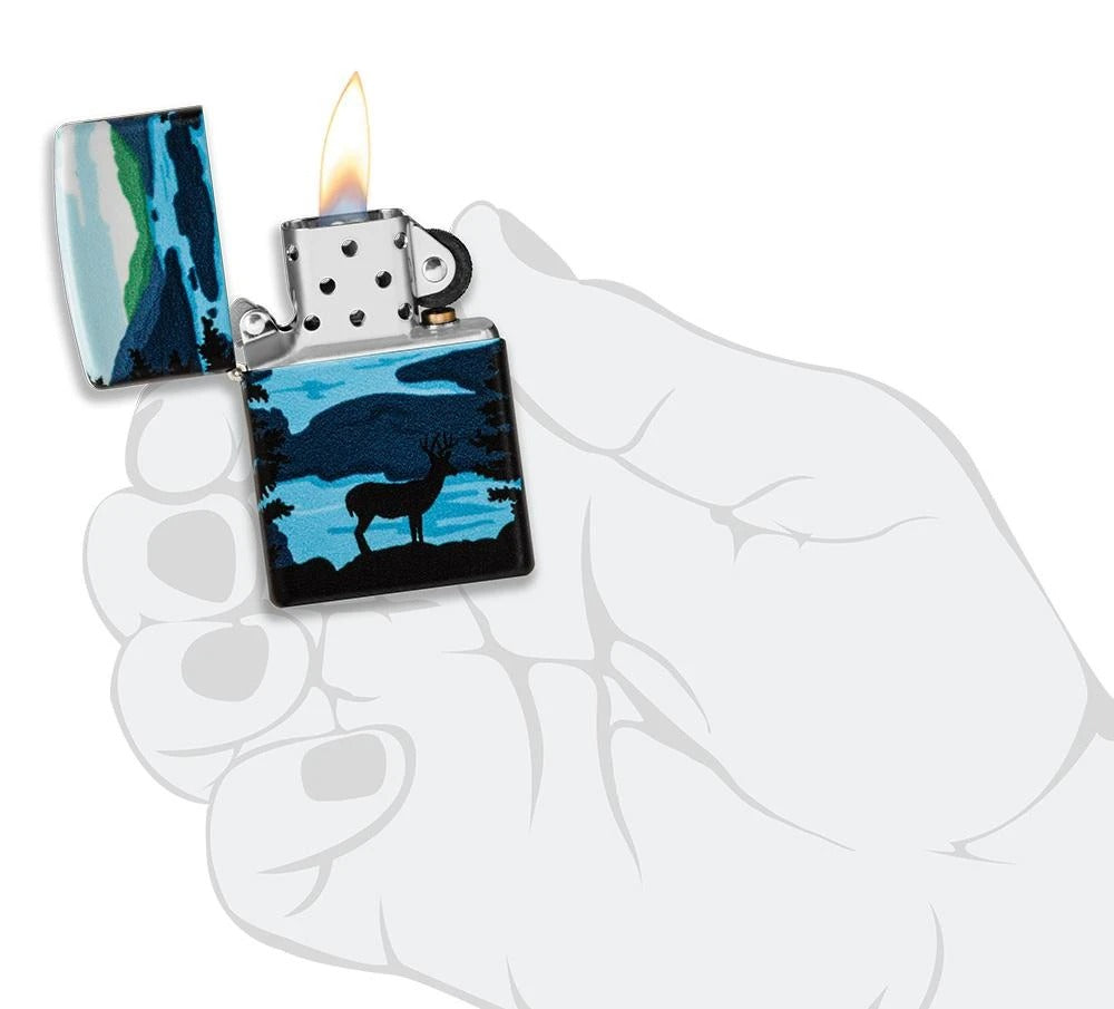 Zippo Deer Landscape 540° Design, Colorful Windproof Lighter #49483