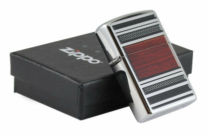 Zippo Steel And Wood Pipe Lighter, High Polish Chrome, Windproof #28676