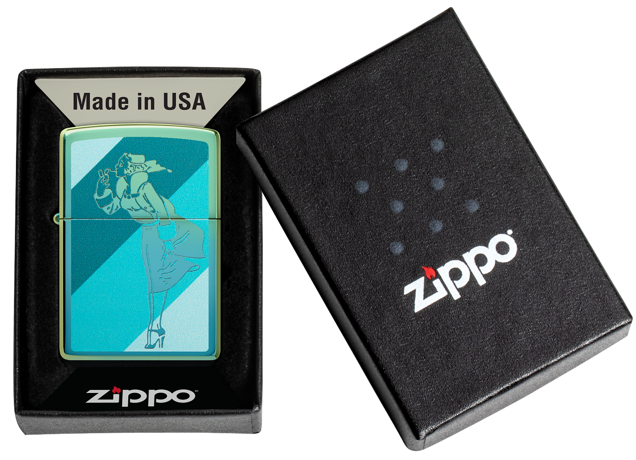 Zippo Windy Girl, High Polish Teal Lighter #48457