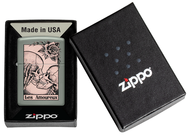 Zippo Skulls Kissing bes Amoureux Design, Sage Lighter #48594