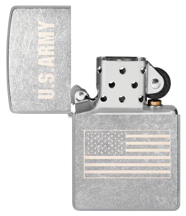 Zippo USA Army Flag Laser Engrave Design, Street Chrome Lighter #48557