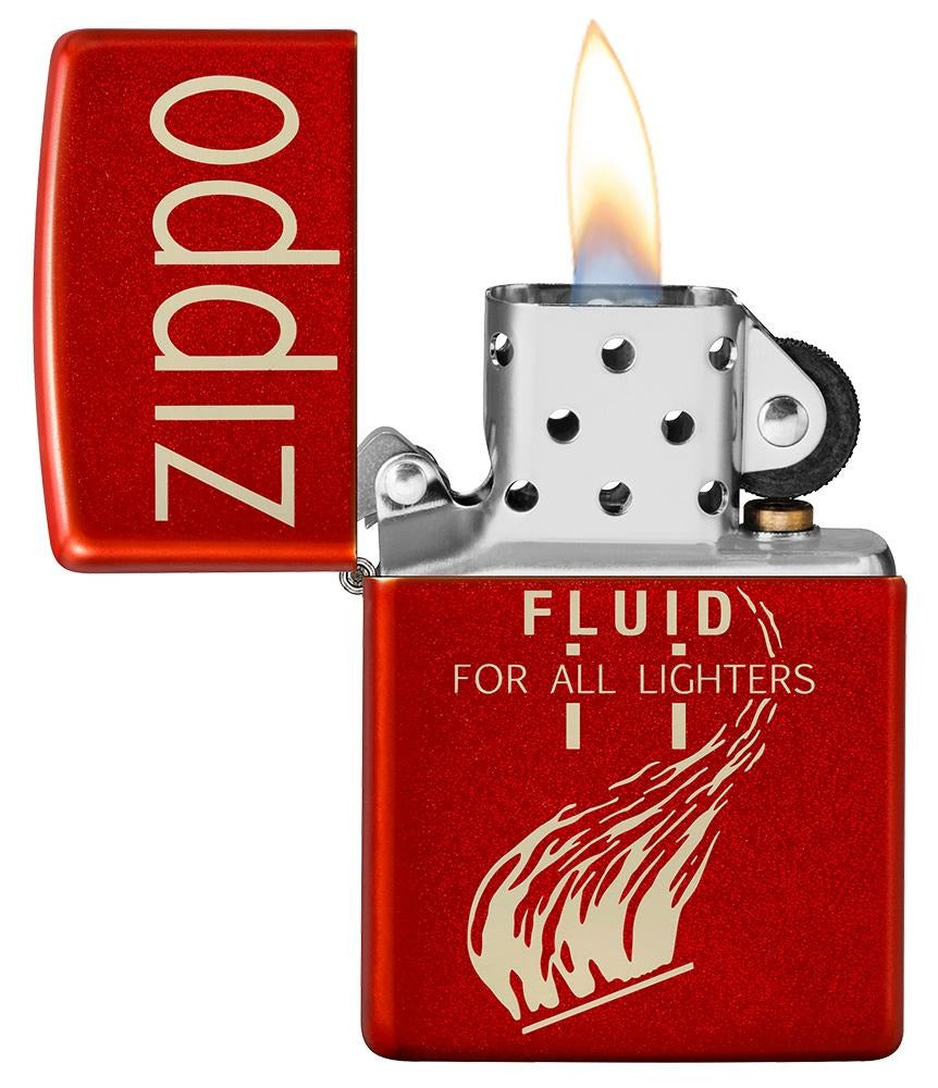 Zippo Retro Lighter Fluid Can Design, Metallic Red Lighter #49586