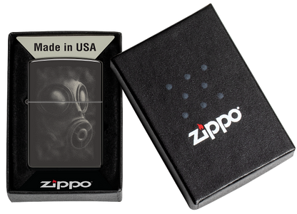 Zippo Gas Mask Design, High Polish Black Lighter #48588