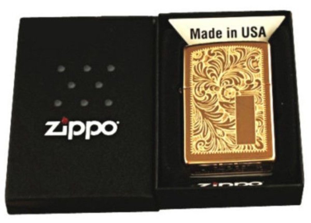 Zippo Classic Venetian Design, High Polish Brass Genuine Windproof Lighter #352B