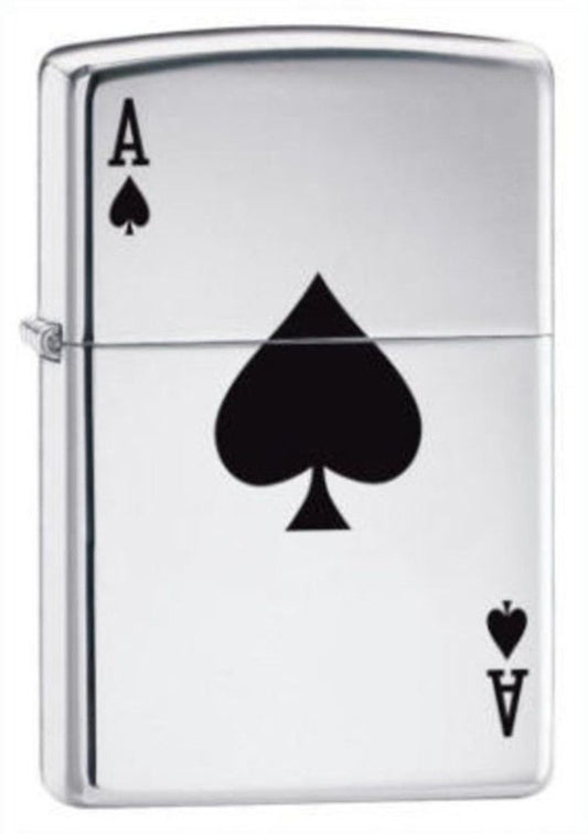 Zippo Lucky Ace Of Spades Card Casino Gambling, Genuine Windproof Lighter #24011