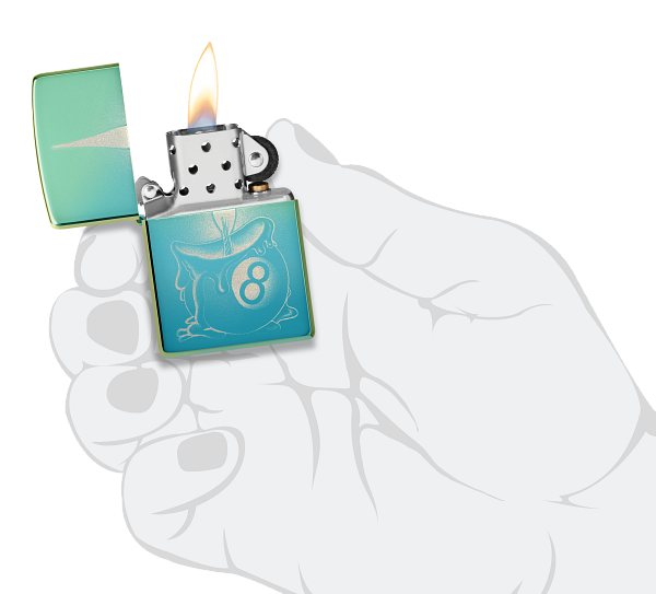 Zippo 8-Ball Candle Wax Design, High Polish Teal Lighter #48615