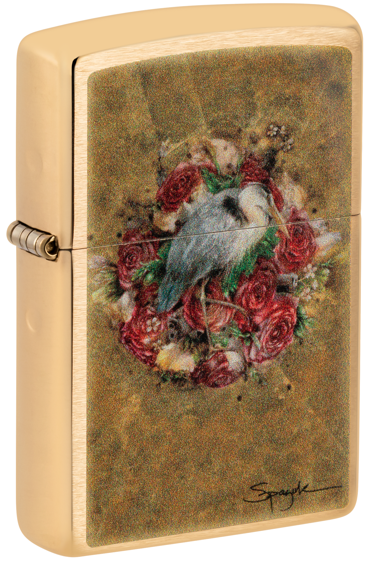 Zippo Spazuk Stork Design, Brushed Brass Lighter #48329