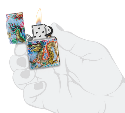 Zippo Asian Dragon 540 Tumbled Chrome Fusion Design Lighter #48575