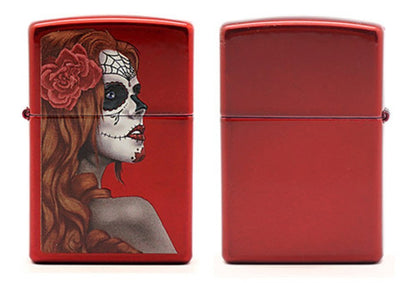 Zippo Day of the Dead Girl Candy Apple Red Lighter #28830