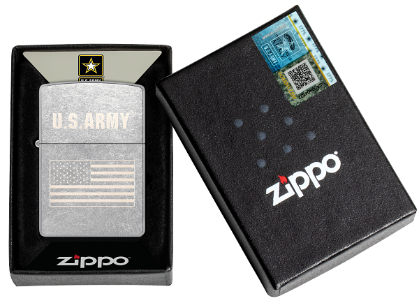 Zippo USA Army Flag Laser Engrave Design, Street Chrome Lighter #48557