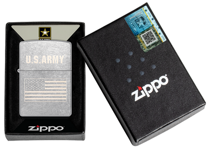 Zippo USA Army Flag Laser Engrave Design, Street Chrome Lighter #48557