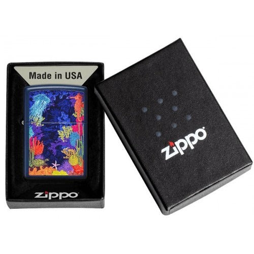 Zippo Sea Life Ocean Design, Navy Matte Finish, Windproof Lighter #49409