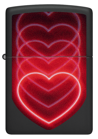 Zippo Pulsing Heart Black Light Design, Black Matte Lighter #48593